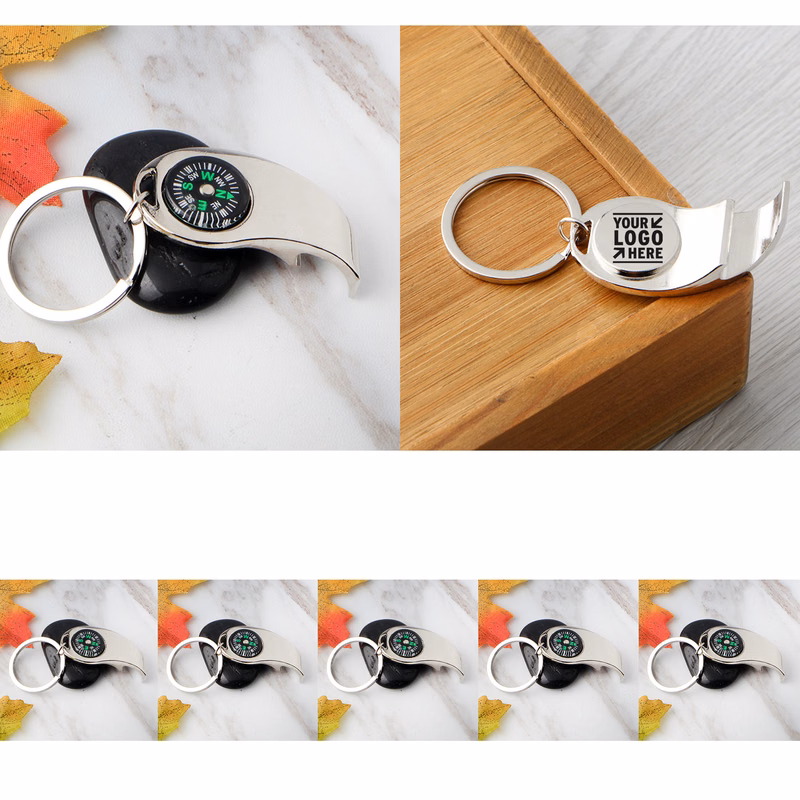 Portable Multi-purpose Bottle Opener Metal Key Chain Mini Survival Compass