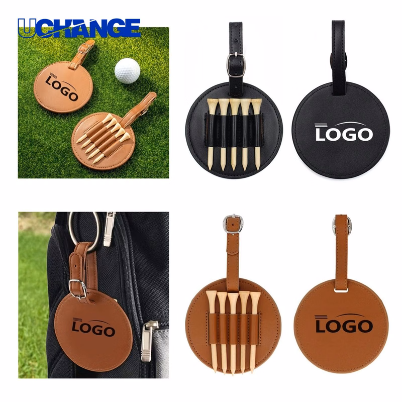 Leather Golf Tee and Ball Stand Set