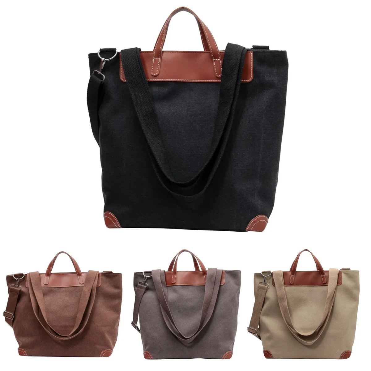Large Capacity Canvas Tote Shoulder Bags, custom tote bag with logo imprint 1