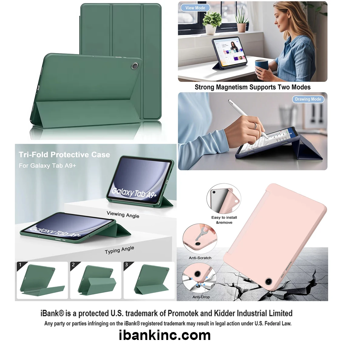 iBank ® Smart Cover Case compatible with Galaxy Tab A9+/A9 Plus 11 inch 1