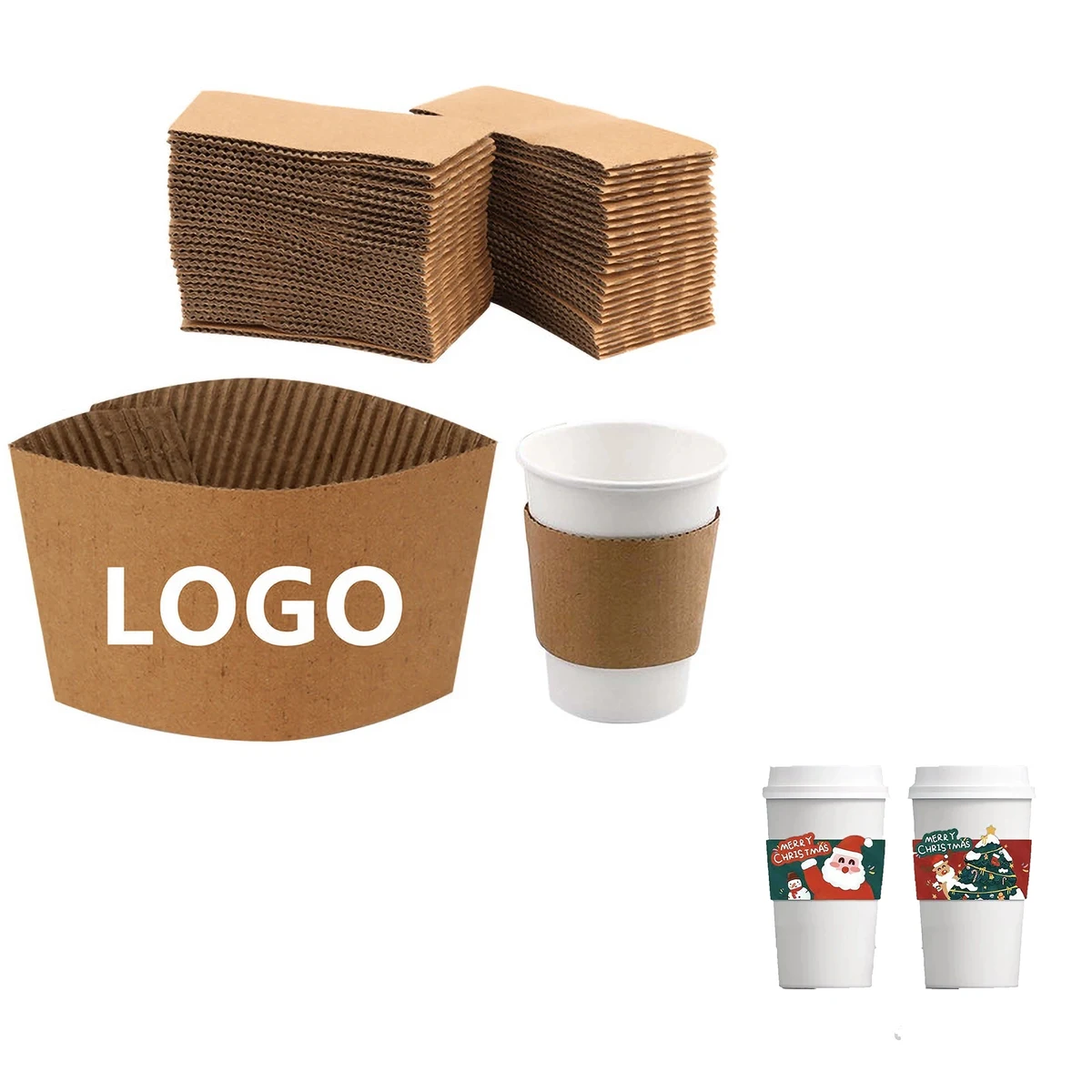 Corrugated Coffee Cup Sleeves, custom koozie with logo imprint 1