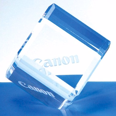 GLASS CUBE PAPERWEIGHT