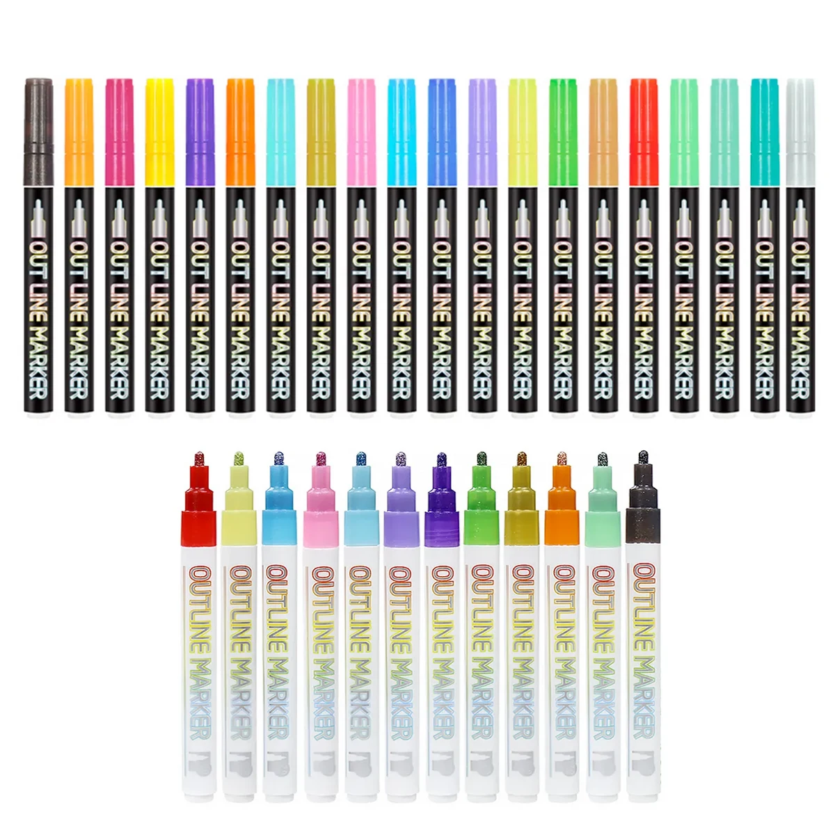 12 Colors Double Line Metallic Markers 1