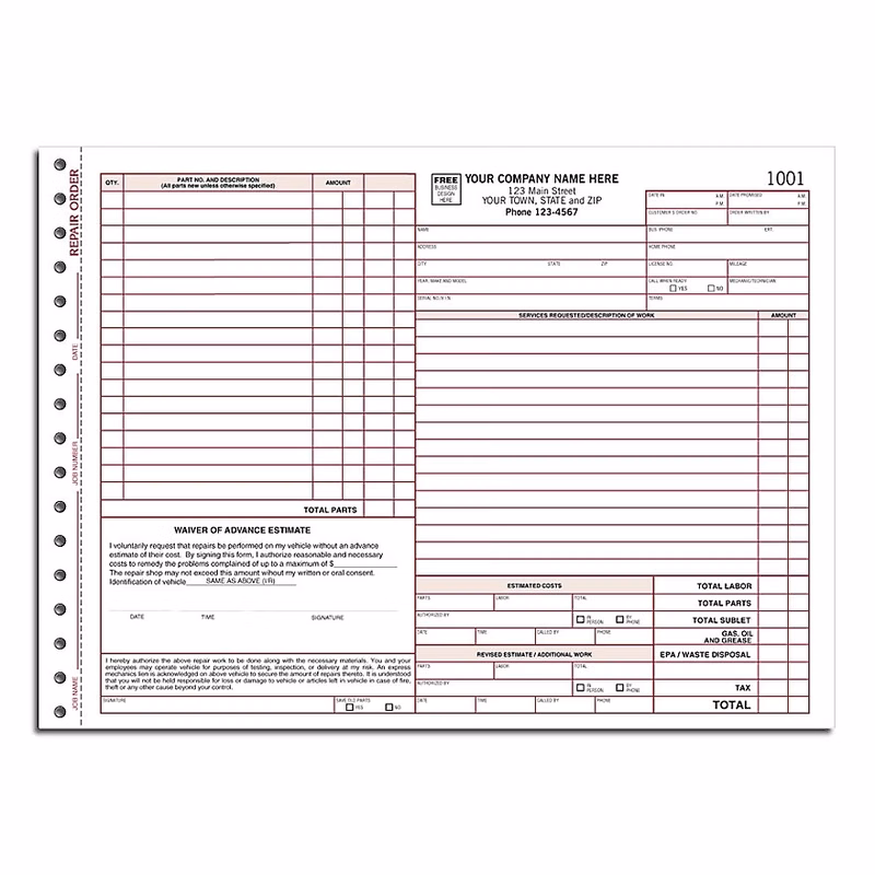 Auto Repair Orders, Connecticut State