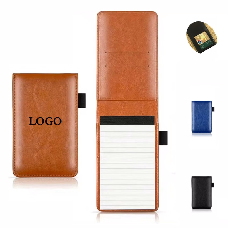 Pocket Leather Notebook with Pen Holder and Card Slot