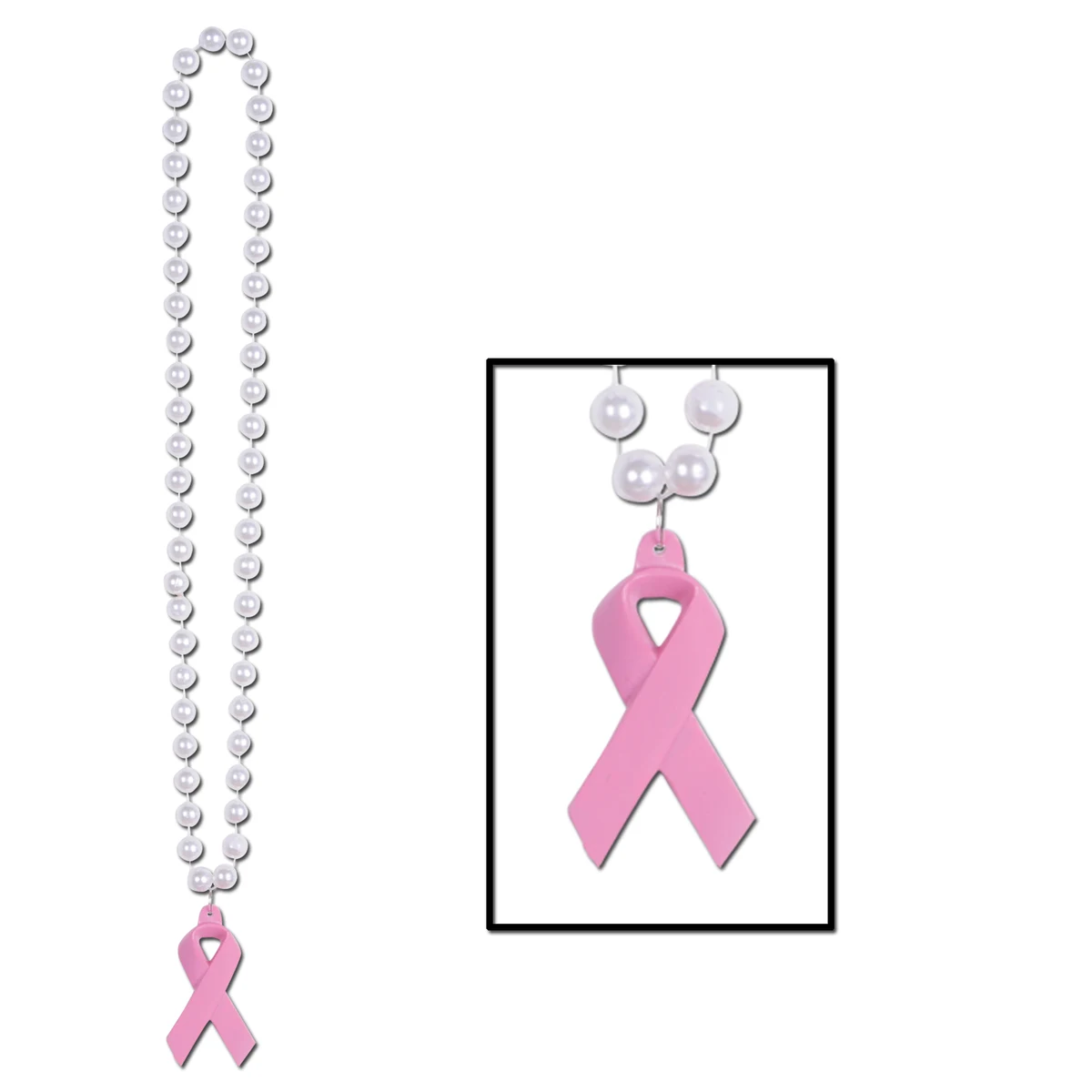 Beads w/ Pink Ribbon Medallion 1