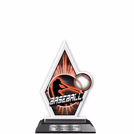 Baseball Acrylic Trophy: 6" Quasar, Baseball Redli