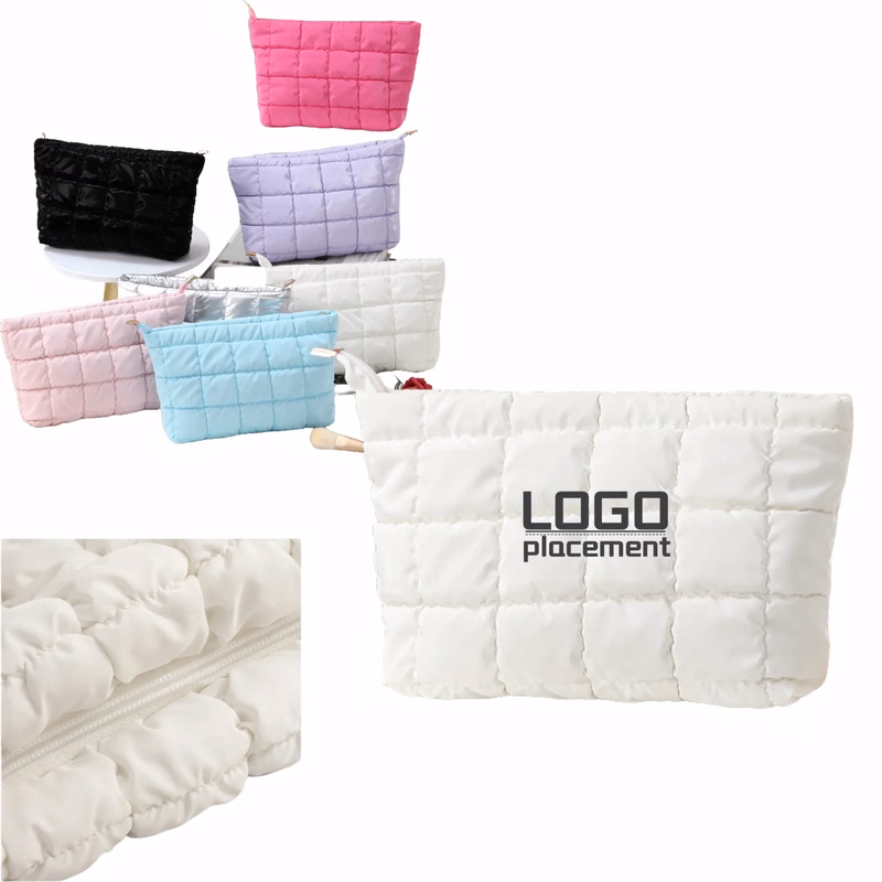 Ins-Style Quilted Cosmetic Bag, Portable Makeup Organizer