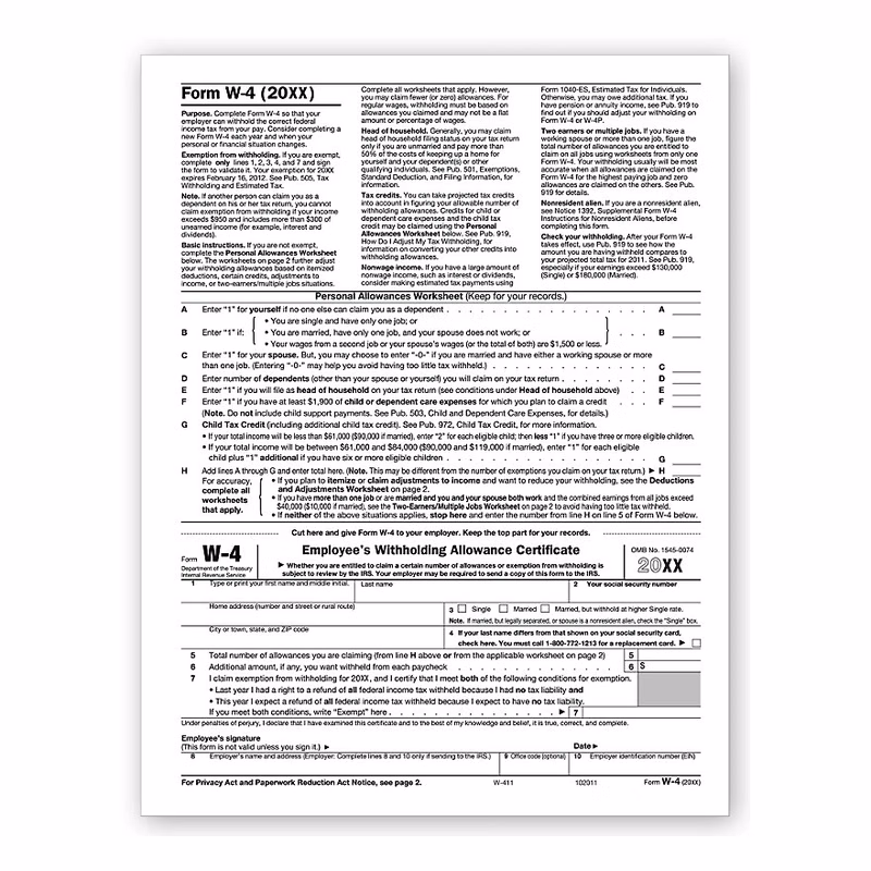 W-4 Employee's Withholding Allowance Certificate