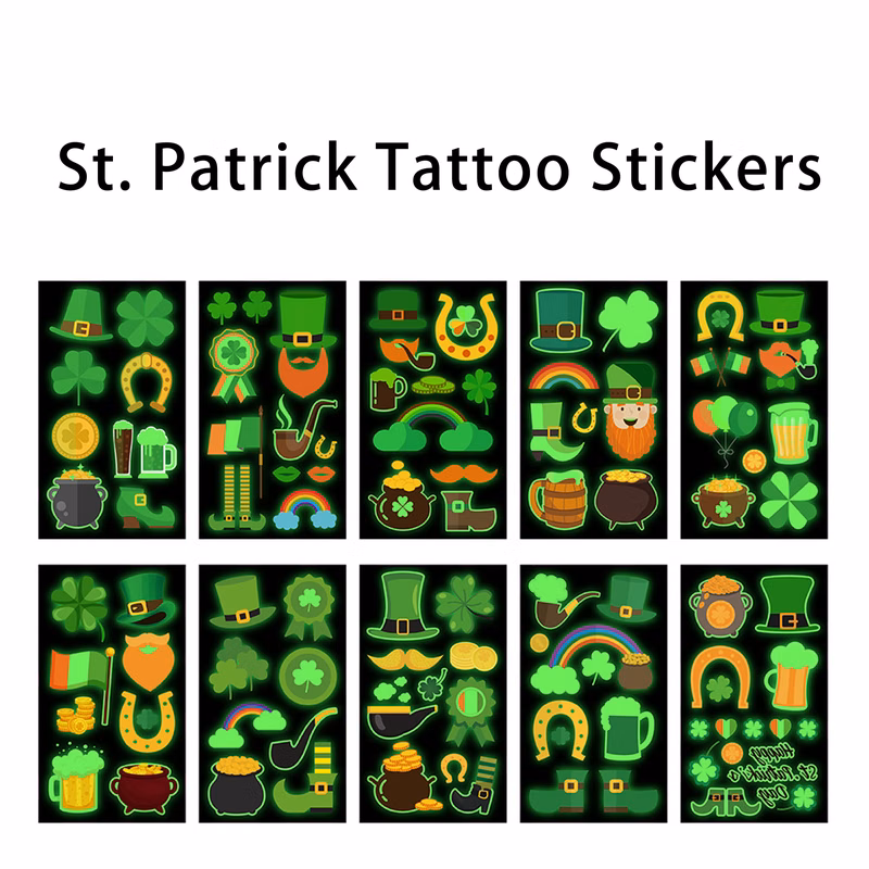Safe Long-Lasting St. Patrick's Day Temporary Glow Tattoos