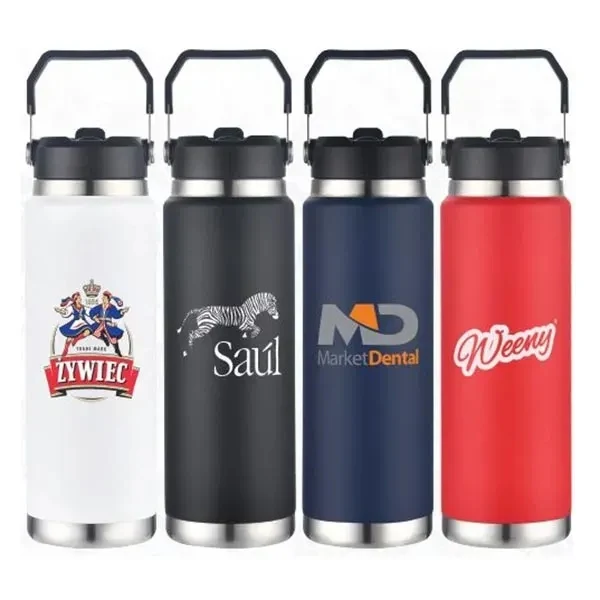 30 Oz. SipTek Bottle with Straw and Carrier, custom water bottle with logo imprint 1