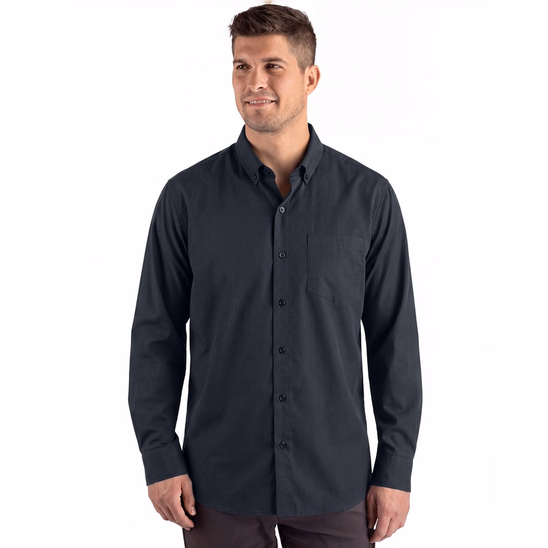 Clique Hustle Recycled Mens Long Sleeve Button Down Shirt