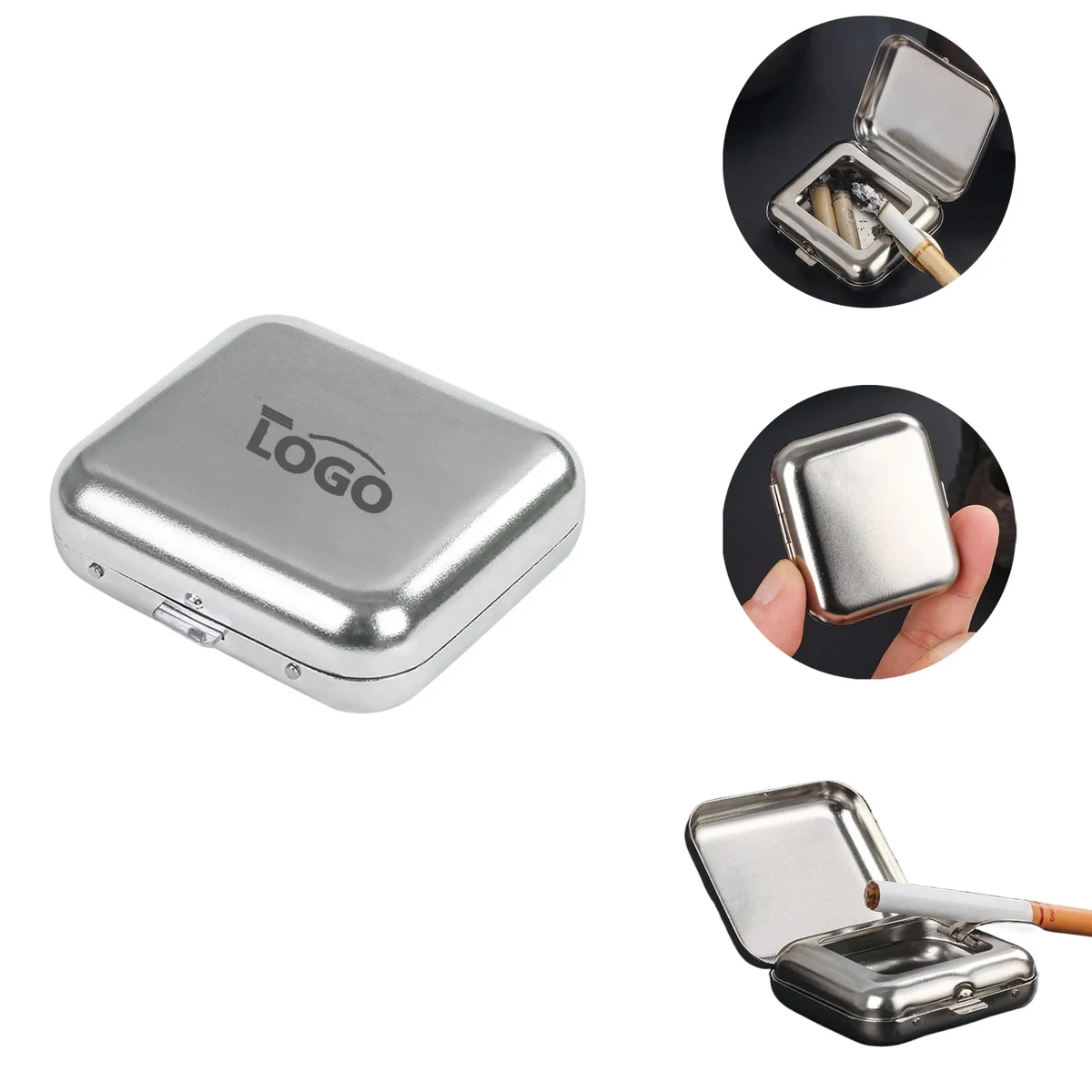 MOQ50 Portable Metal Pocket Ashtray Mini Travel 1