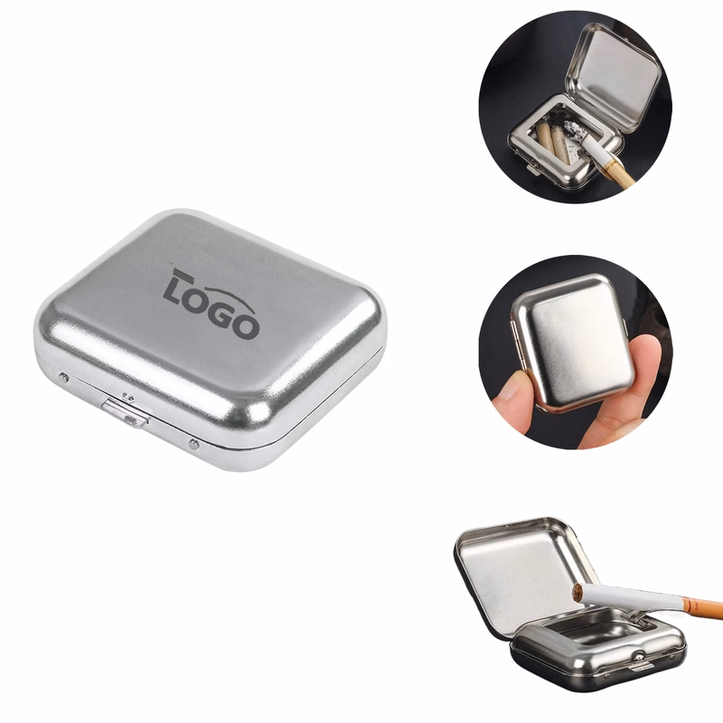 MOQ50 Portable Metal Pocket Ashtray Mini Travel