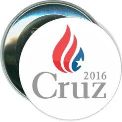 Cruz, Flame Logo on White, Political Button 1