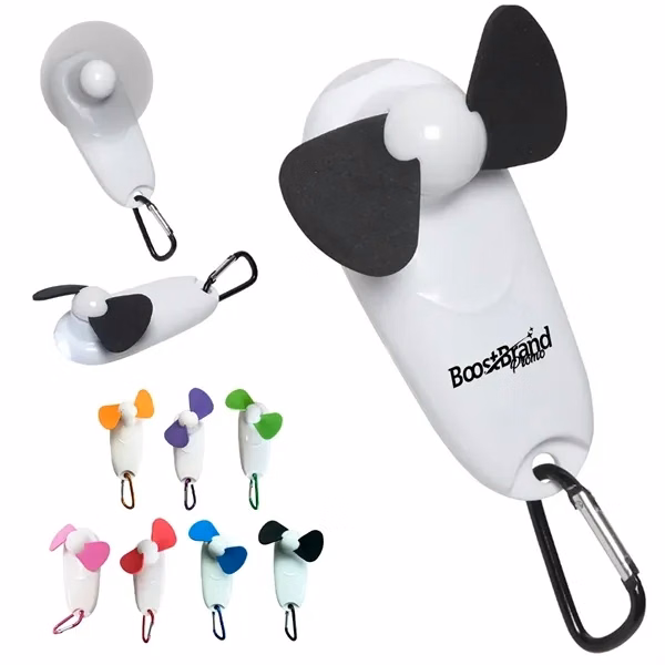 Custom Portable Mini Fan with Carabiner Clip — On-The-Go Cooling Essential