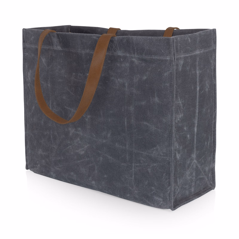 Market Waxed Canvas Tote with Leatherette Handles