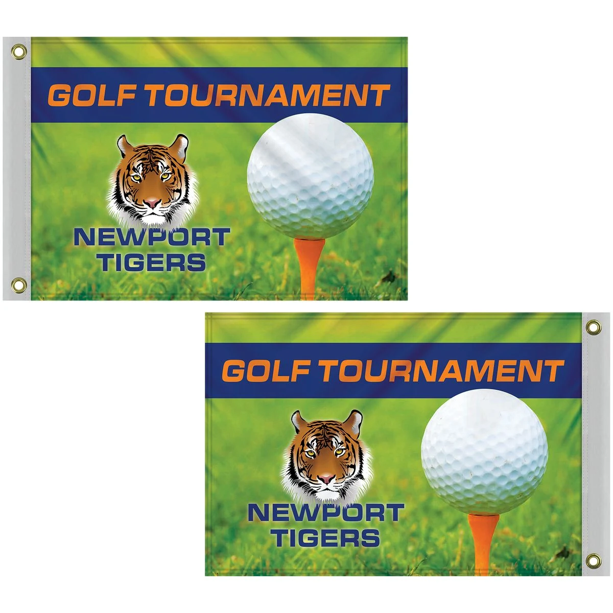 14" x 20" Custom Double Sided Knitted Polyester Golf Flag with Heading & Grommets 1