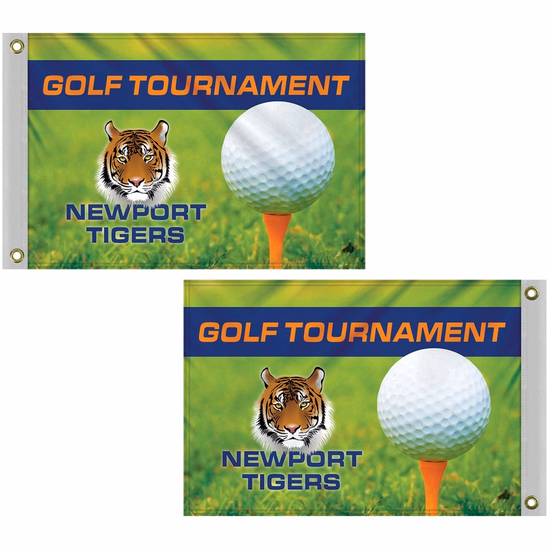 14" x 20" Custom Double Sided Knitted Polyester Golf Flag with Heading & Grommets
