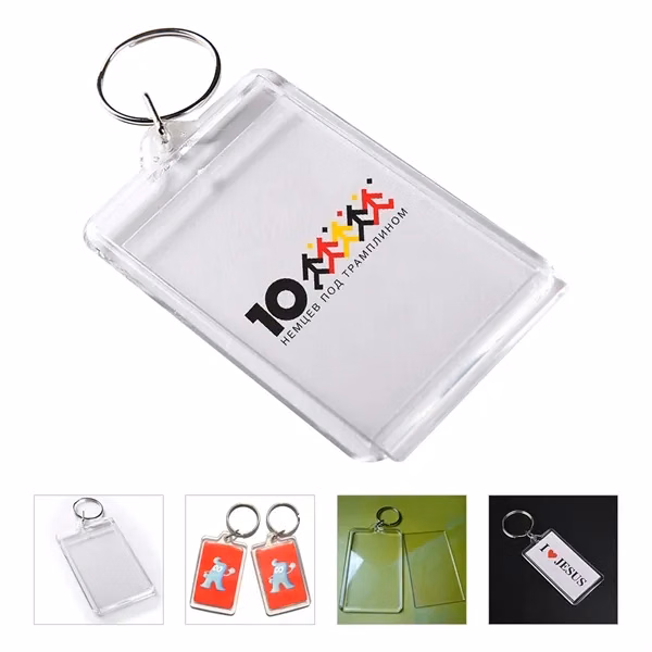 Custom Acrylic Rectangular Keychain with Full Color Imprint — Trade Show Giveaway