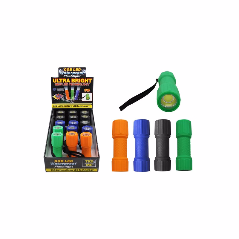 COB LED Waterproof Flashlights Assorted Colors
