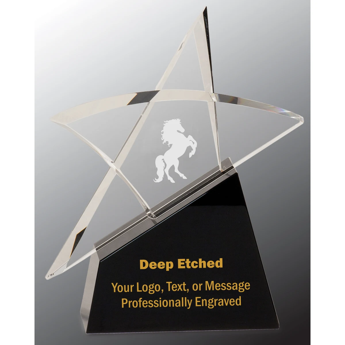 8 3/4" Clear Crystal Outline Star Award on Black Base 1