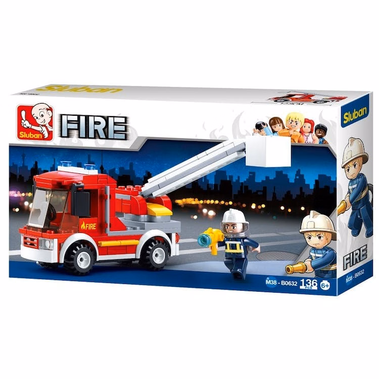 Small Fire Truck Building Brick Kits - 136 Pieces Plastic