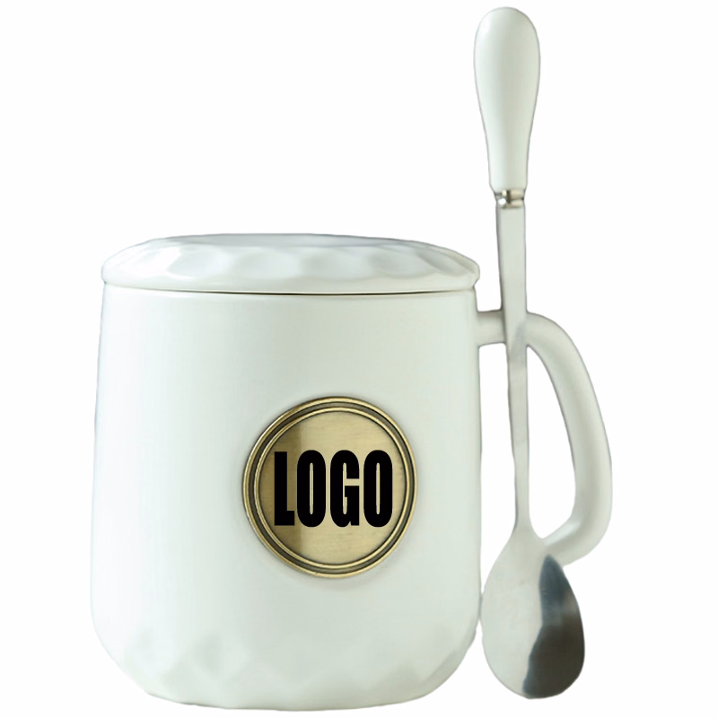 Ceramic Coffee Mug With Lid and Spoon