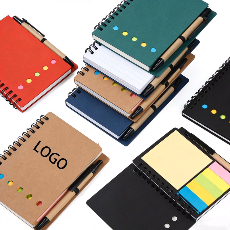 Spiral Bound Notebook Sticky Notes Pens Set