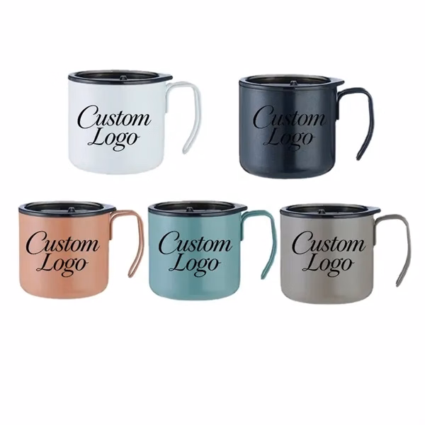 Double Layer Coffee Camping Tumbler Cup With Handle for Commutes, Fitness and Travel