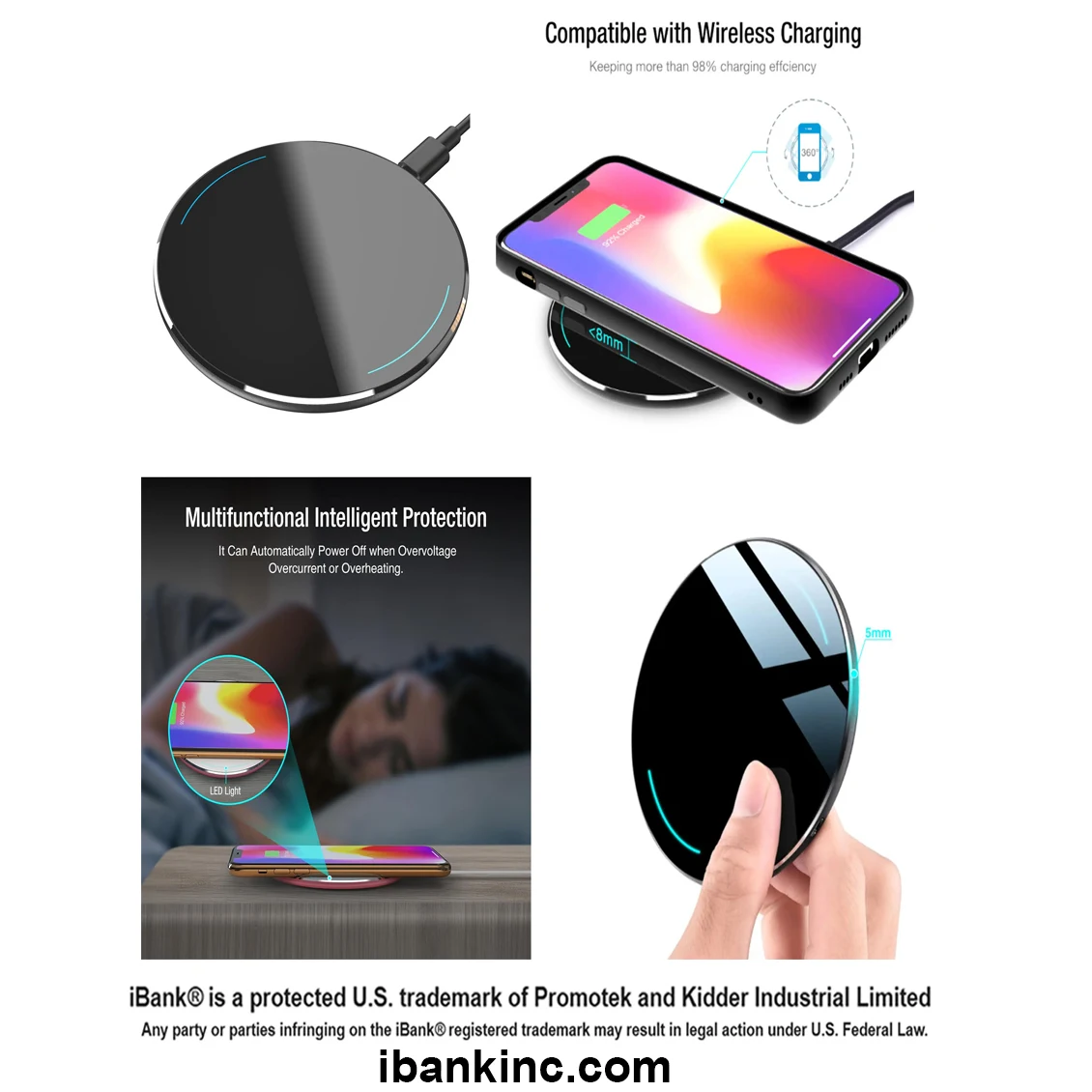iBank ® Wireless Charger, 12W Charging Pad for iPhone and Galaxy Phones 1