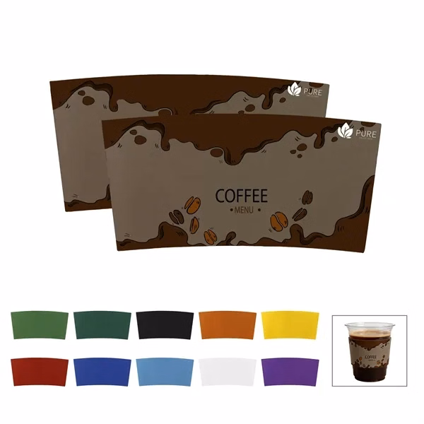 Custom Disposable Paper Coffee Sleeve 5" x 2.3" — Recyclable Brand Visibility Wrap