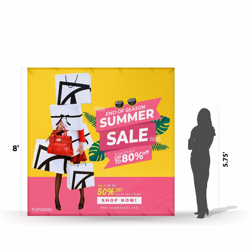 8'x8' Straight Pop Up Fabric Foldable Display Wall w/ Endcap