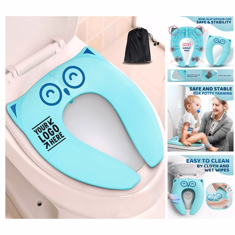 Toddler Kid Upgraded Non-Slip One-handed Removal Folding Travel Potty Seat Large Silicone Pad