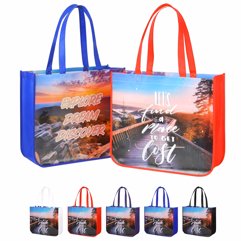 Extra Large Full Color Laminated Curved Bottom Tote Bag
