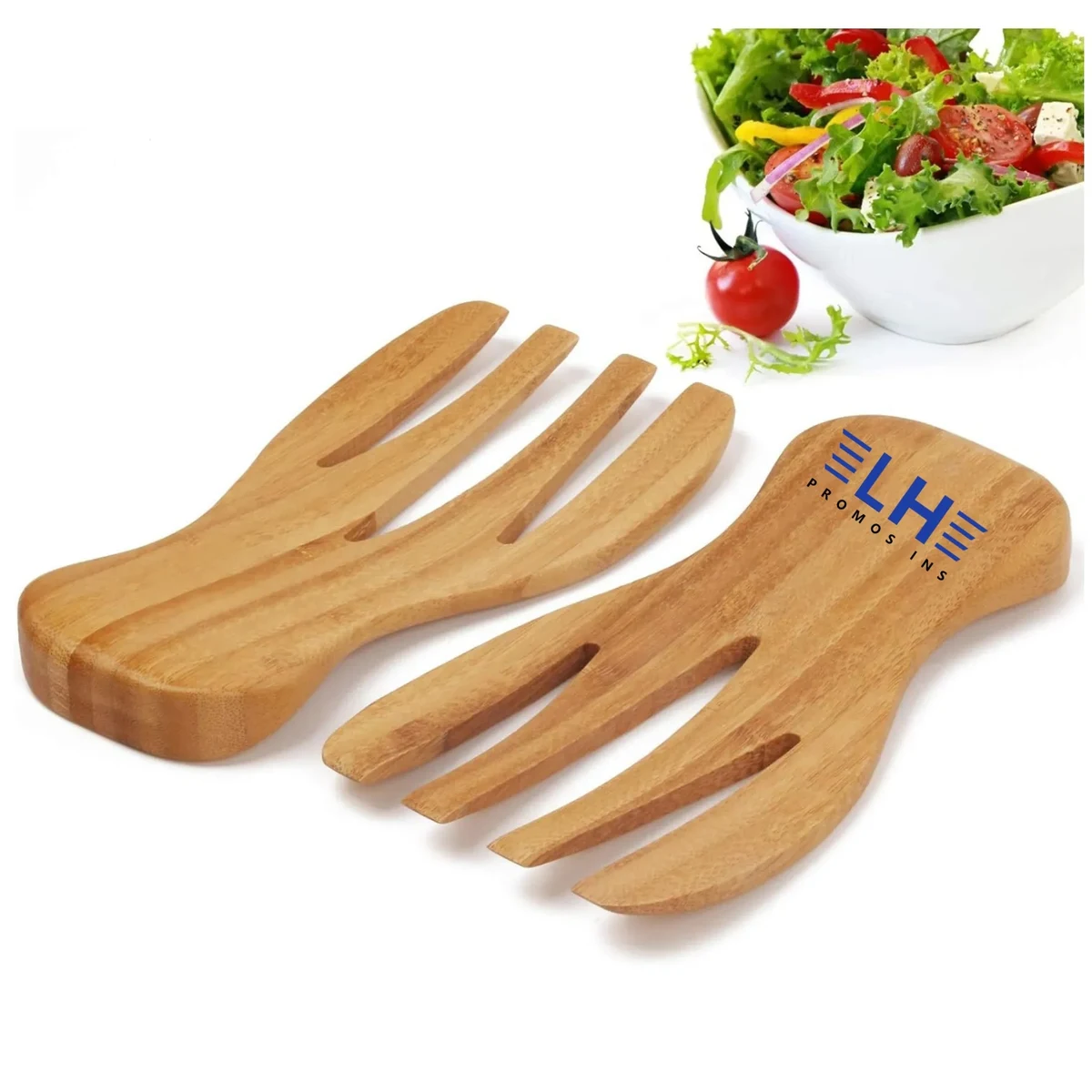 Eco Friendly Bamboo Salad Serving Hands 1