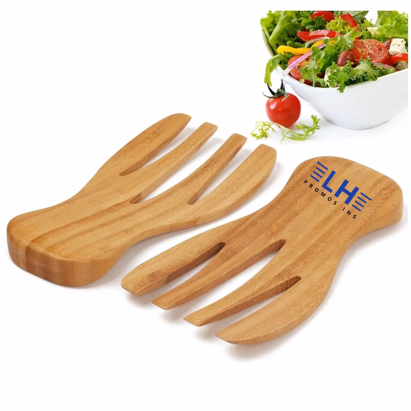 Eco Friendly Bamboo Salad Serving Hands