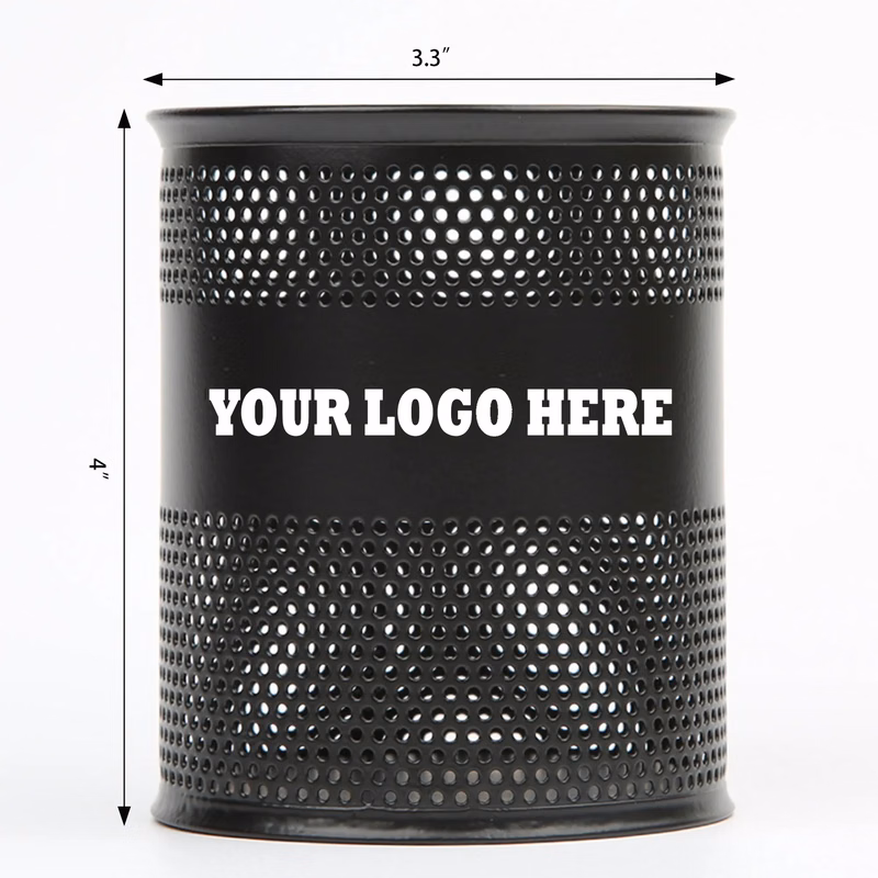 Black Round Metal Advertising Pen Holder MOQ 100PCS