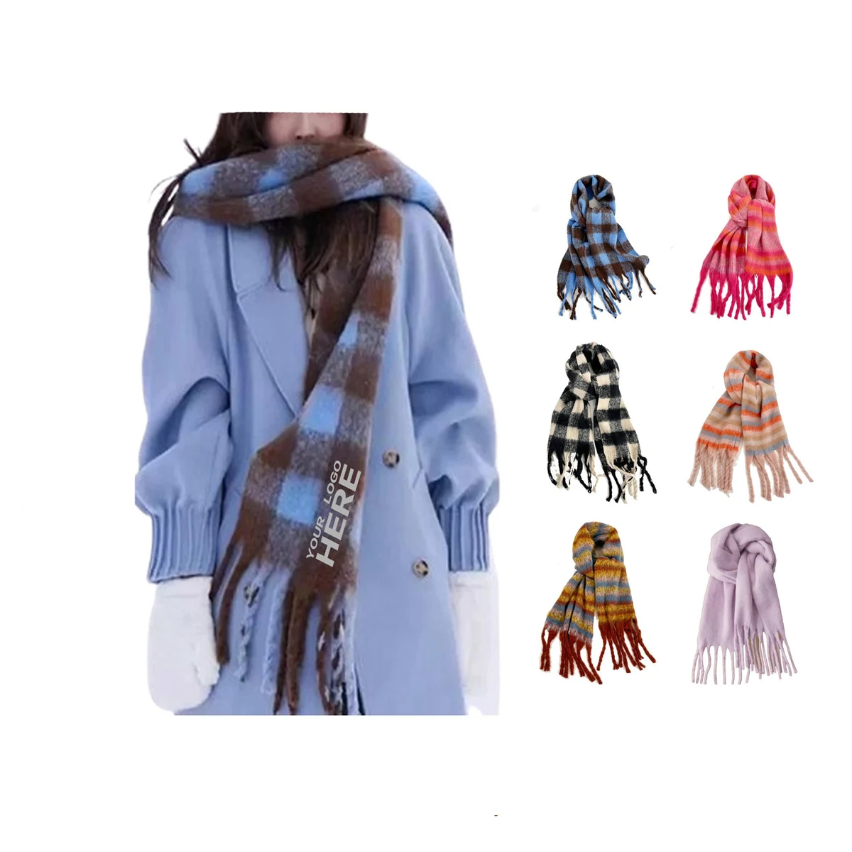 Cashmere Feel Plaid Scarf 1
