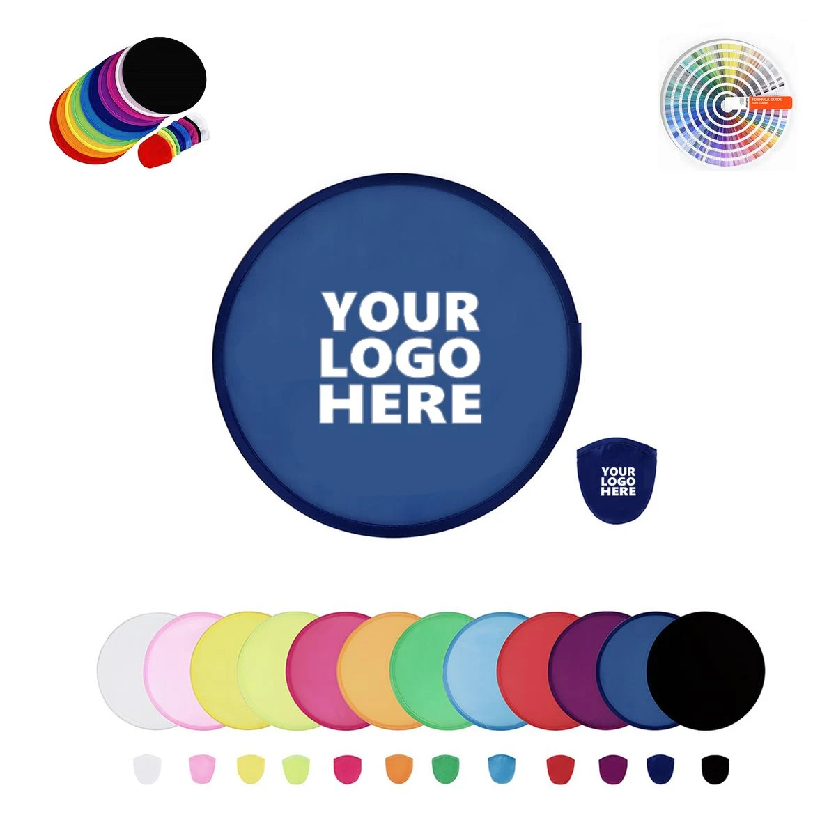 Full Color Portable Folding Nylon Disc Fan With Pouch 1