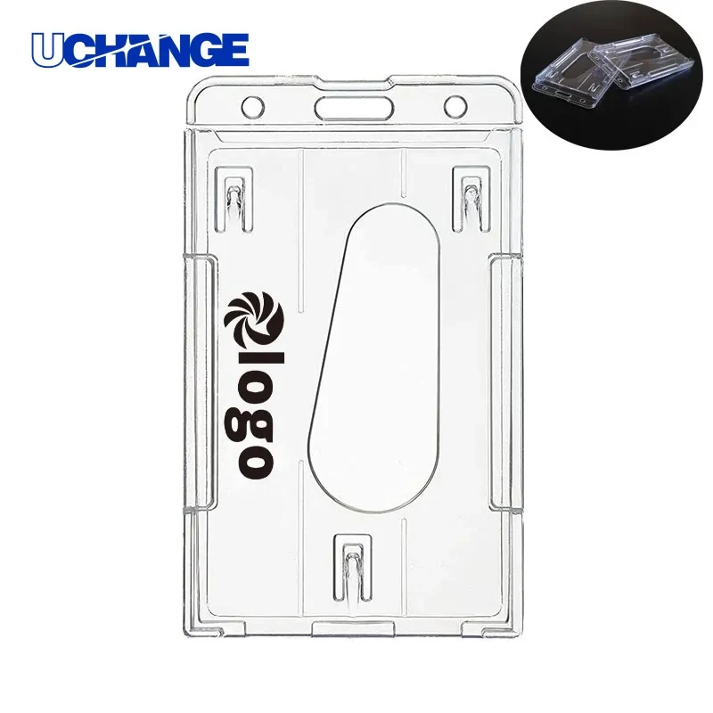 Vertical Clear Two-Card Badge Holder 1