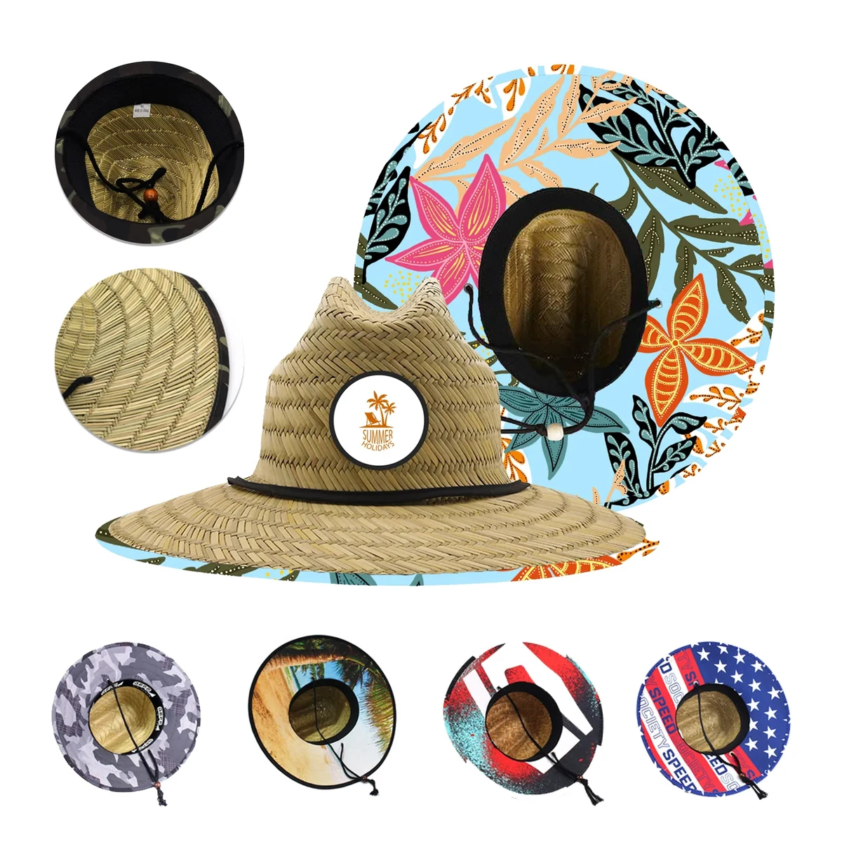 Lifeguard Straw Hat + Full Color Underbrim Imprint And Patch 1