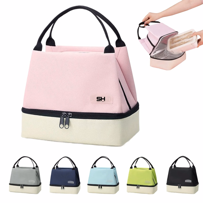 Two Tone Dual Layer Oxford Insulated Lunch Bag