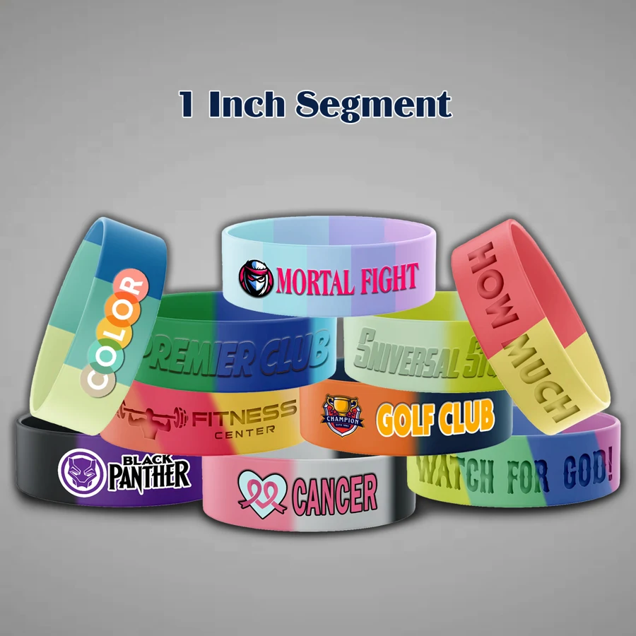 Segmented Silicone Wristband - 1" band 1