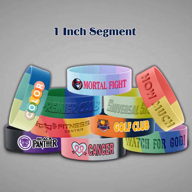 Segmented Silicone Wristband - 1" band