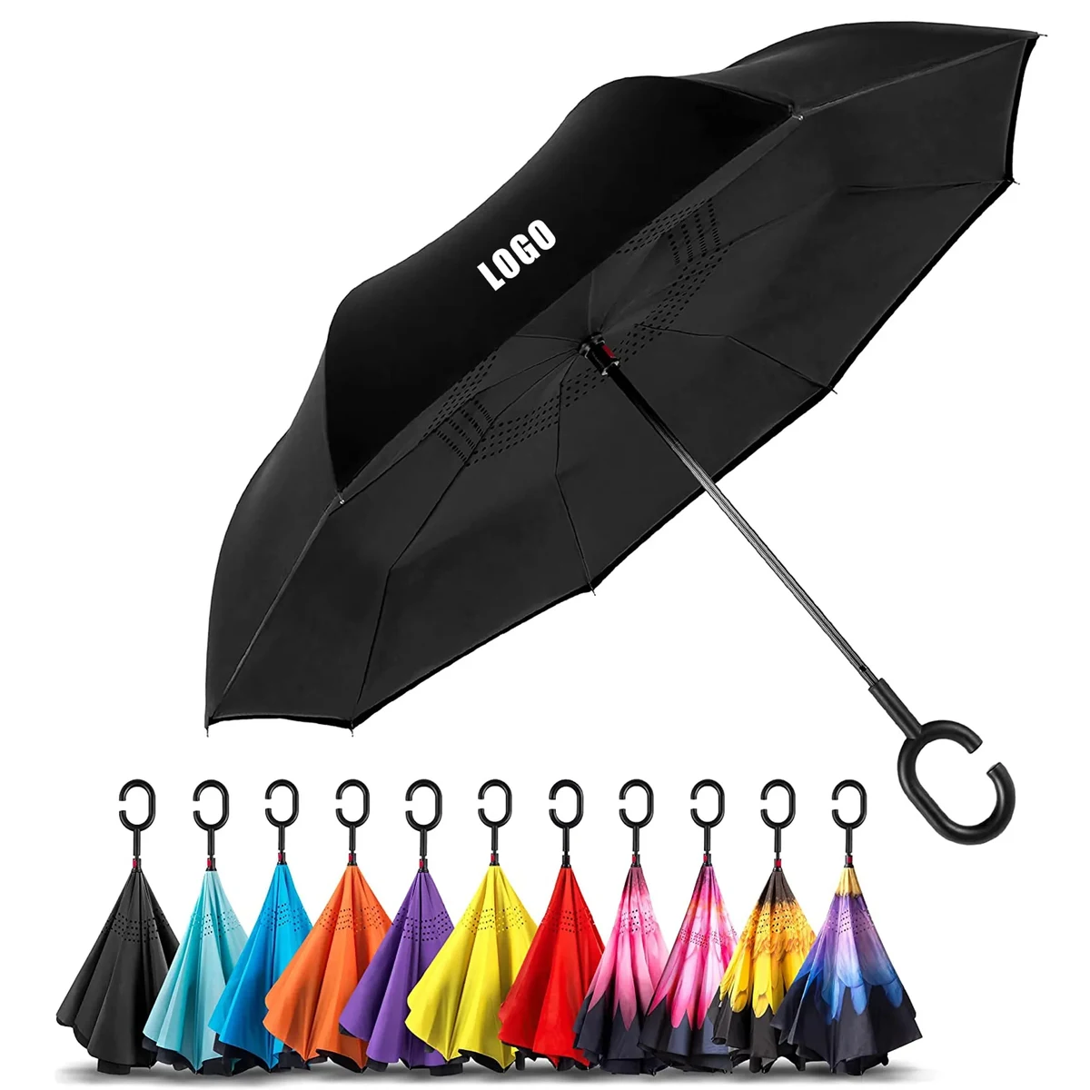 MOQ 50PCS C-Shaped Handle Inverted Umbrella 1