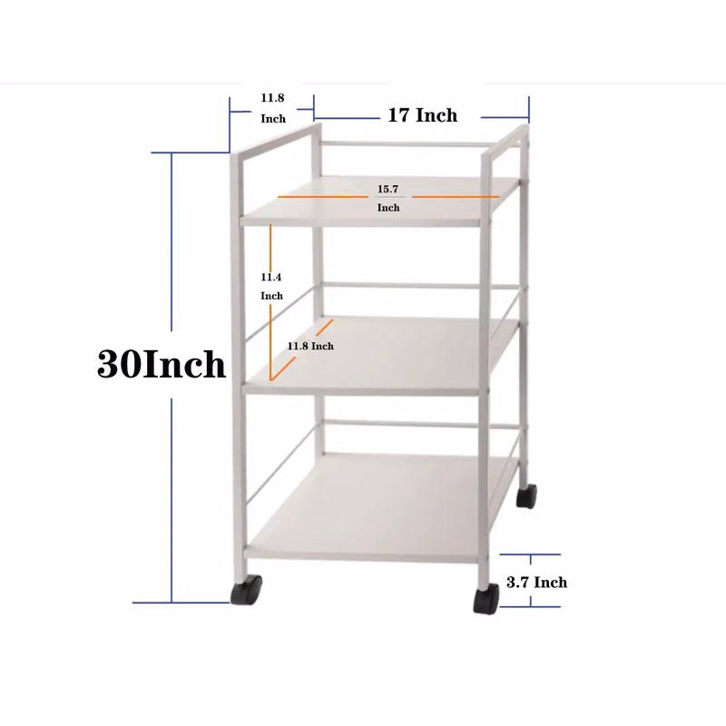 MOQ 20 Three-Tier Wheeled Storage Rack Trolley