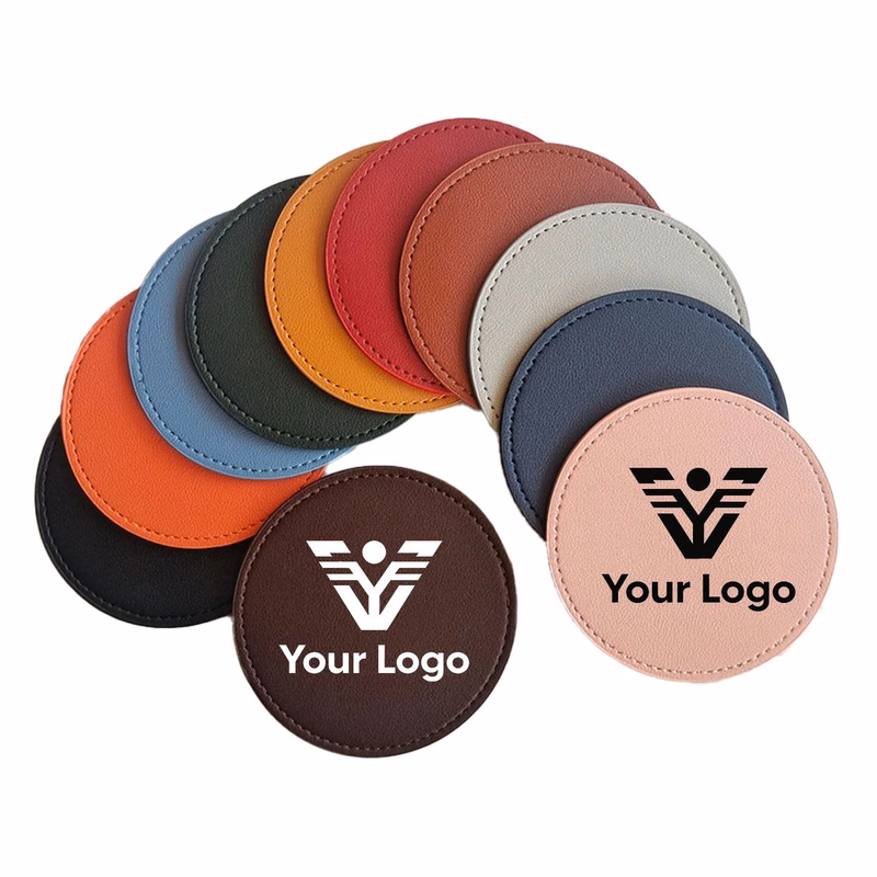 Round PU Leather Drink Coaster