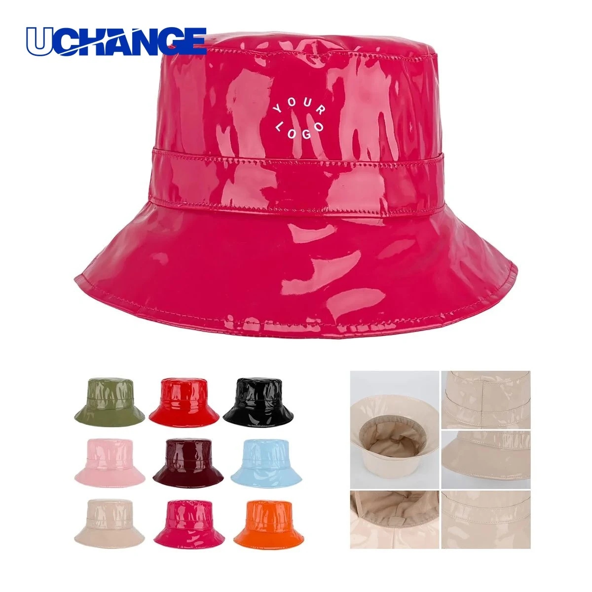 PU Leather Bucket Hat Headwear with Adjustable Head Size 1