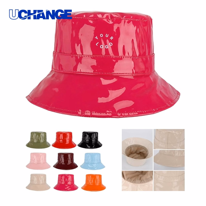 PU Leather Bucket Hat Headwear with Adjustable Head Size